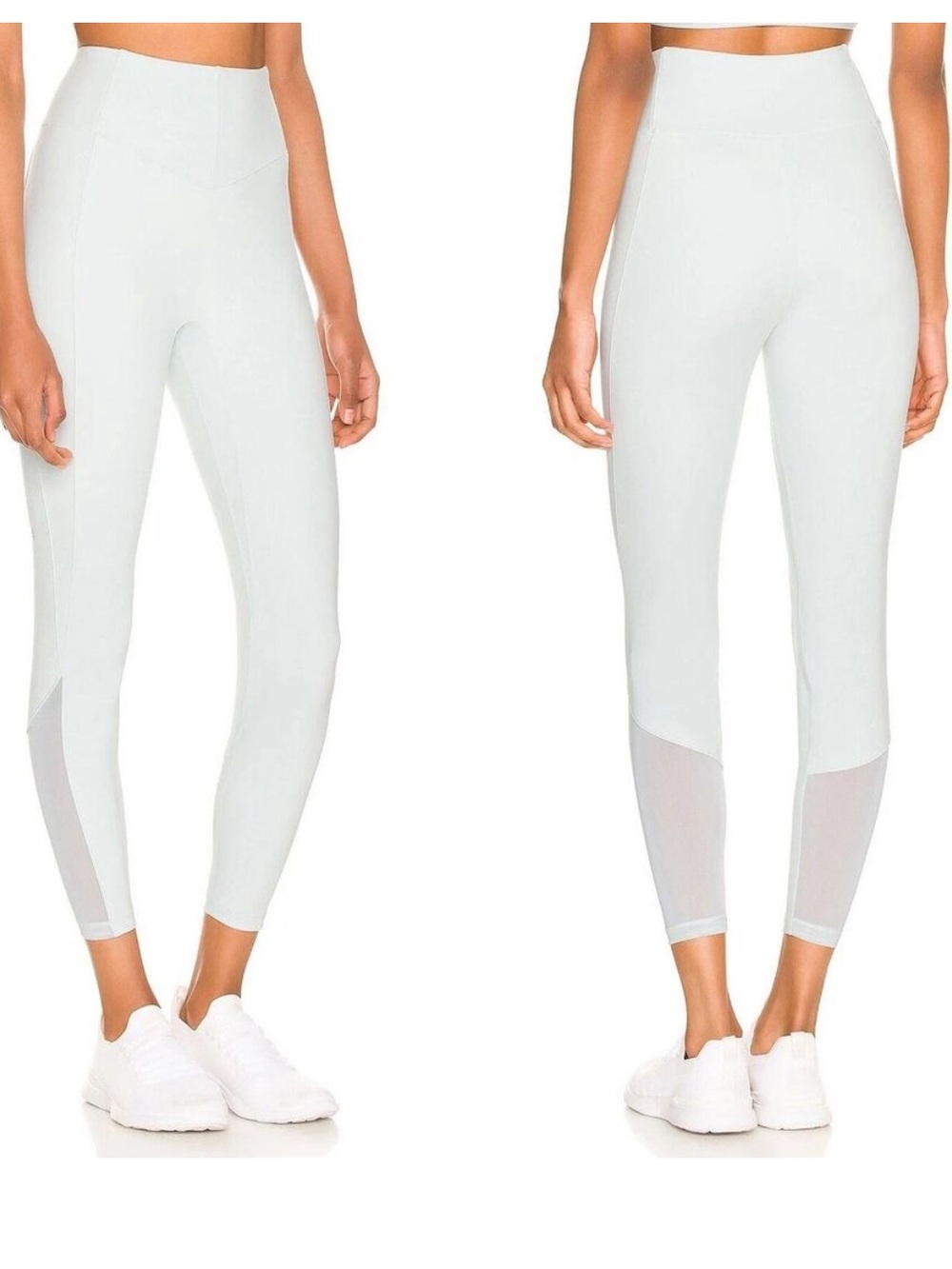 Le Ore Sky Green Andria Mesh Panel Ankle Leggings Size S